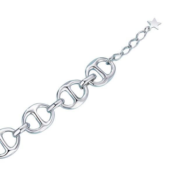 Platinum-Plated Double Link Chain Bracelet – Bold 7" Statement Piece - Picture 2 of 3